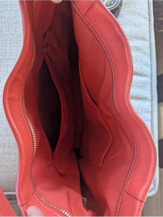 Coach Coral-Red Pebbled Leather Shoulder Hobo - Picture 2 of 8